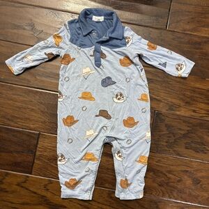 Angel Dear blue cowboy onesie outfit | 12-18 months | Soft bamboo material